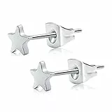 Artskin Nickel frei hypoallergen Titanium Stern Ohrstecker für empfindliche Haut zierliche flache Ohrringe für Teenager Mädchen Frauen kleine minimalistische einfache Schmuck