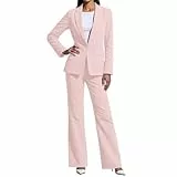 Duohropke Hosenanzug Damen Business Lange 2 Teiler Anzug Set Casual Langarm Tracksuit Elegante Einfarbig Blazer Jacke Und Hosen Outfit Sexy Festlich Freizeitanzug Mit Taschen Workout Sets