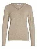 Vila Damen Viril L/S V-Neck Knit Top Pullover, Natural Melange, M EU