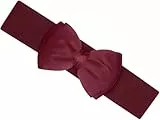 Ro Rox Vera 1950er Jahre Vintage Retro Pin-Up Breiten Elastischen Satinbogen Gürtel - Burgund (M)