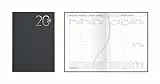 Idena 12038 - Wochenkalender 2026 im Format 17 x 24 cm, 1 Woche auf 2 Seiten, Terminplaner mit wattiertem Hardcover-Einband in Schwarz und Leseband