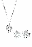 Elli Schmuckset Damen Edelweiss Anhänger Set Ohrstecker Traditionell in 925 Sterling Silber