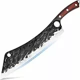 XYJ 12,5 Zoll langes BBQ-Messer-Set Full Tang Brisket Truthahn-Fleisch-Schneidemesser Rasiermesserscharfe Edelstahlklinge Antihaft-Kraft sparende Fingerkontrolle Kochmesser mit Schleifstein