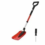 VEVOR Schneeschaufel, 22 cm Schneeräumer mit D-förmigem Griff, Schneeschieber 910–1020 mm, Schneeschippe, Schneeschüppe, Schneeräumwerkzeug aus Aluminiumlegierung für Garten, Auto, Camping