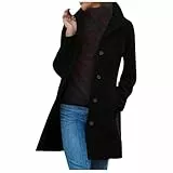 Generisch wollmantel Damen, Mantel Damen Jacke Lang Trenchcoat Elegant Wollmantel Herbstmantel Wintermantel Übergangsmantel Parka mit Reverskragen Strickjacke Einfarbig Windjacke