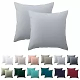 Nesture Kissenbezug 50x50 2er Set - kissenhülle 50x50 cm Grau, 100% Mikrofaser kopfkissenbezug mit Reißverschluss, Weich und Bügelfrei