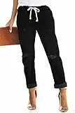 Alaster Queen Jeans Für Damen Hohe Taille Baggy Freizeit Jeans Damen Boyfriend Jean Mom Denim Schwarz XL