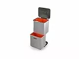 Joseph Joseph IntelligentWaste Totem Max 60 Mülltrennsystem – Küchen Abfallbehälter mit separater Recycling-Einheit, inkl. Biomüll-Caddy, 60 Liter – Edelstahl, Rostfreier Stahl