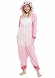 RANSUU Stitch Onesie Kostüm Relaxo Jumpsuit Erwachsene Pyjama Damen Herren Tier Schlafanzug Weihnachten Karneval Halloween Pink XL