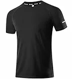 1er Pack Sport Tshirts Herren T-Shirt Schwarz Kurzarm Funktionsshirt Sport Shirt Schnelltrocknend Atmungsaktiv Sportshirt Sommer Outdoor Gym Workout Running Shirts Fitness Oberteil ür Men Black-L