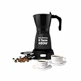 Avilia - Elektrischer Espressokocher 6 Tassen – 480 W, 360 ° drehbarer Sockel, Warmhalte-System – kompakte Kaffeemaschine für Zuhause, Büro, Reisen – modernes und sicheres Design