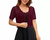 Kate Kasin Lässiger Damen-Cardigan mit offener Vorderseite festlicher Bolero für Strandhosen Weinrot M