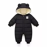 JiAmy Baby Winter Overall mit Kapuze, Baby Jungen Mädchen Winter Strampler Neugeborenes Strampler Schneeanzug 0-3 Monate