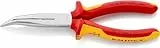 KNIPEX Flachrundzange mit Schneide (Storchschnabelzange) verchromt isoliert mit Mehrkomponenten-Hüllen, VDE-geprüft 200 mm, 26 26 200