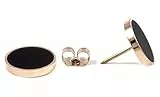 Happiness Boutique Damen Schwarze Ohrstecker aus Edelstahl | Kreis Ohrringe Runde Ohrstecker Rosegold Schmuck