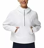 THE GYM PEOPLE Damen Hoodie Kapuzenpullover Halber Reißverschluss Langarm Fleece Crop Pullover Sweatshirts mit Taschen Daumenloch