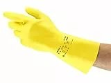 Ansell AlphaTec 87-190 Chemikalienschutz-Handschuhe, Mehrzweck-Arbeitshandschuhe, Extradünn für Exzellente Tastsensibilität, Baumwoll Velours Innenausstattung, Gelb, Größe XL (12 Paar)