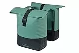 Basil Cove Doppelte Fahrradtasche Gepäckträger – Wasserfest 28-32L – Reflektierend – Nachhaltig aus Recyceltem Material – MIK Kompatibel – 29X14.5X36 cm – Grün/Schwarz