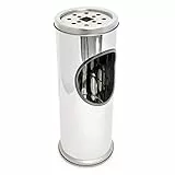 Relaxdays Standaschenbecher aus Edelstahl kleiner Stehaschenbecher mit entnehmbarem Aschebehälter und Abaschgitter Höhe ca. 37,5 cmAschenbecher für draußen mit integriertem Mülleimer, silber