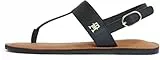 Tommy Hilfiger Damen Sandalen Leather Thong Zehentrenner, Schwarz (Black), 39