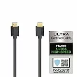 Hama HDMI Kabel 1 Meter Ultra High Speed (Monitorkabel 4K / 8K, 48 Gbit/s, UHD Bildschirmkabel mit eARC, Ethernet, HDR, Knickschutz, 120 Hz/60 Hz) 1m