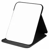WISYOK Reisespiegel Klappbar, Tischspiegel mit Mehrfach-Standwinkel, Klappspiegel mit Schwarz PU-Leder, Super HD Schminkspiegel, Handspiegel, Kompaktspiegel, Kosmetikspiegel, Spiegel Klein - 21x15cm