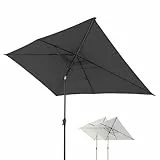 Doppler Sonnenschirm für den Garten Jack 300x200cm in Dunkelgrau - Rechteckiger Sonnenschirm für Balkon & Terrasse - Schirm knickbar - Großer Balkonsonnenschirm - Kippbarer Kurbelschirm
