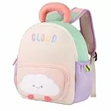GAGAKU Kinderrucksack Mädchen mit Pfeife & Reflektorstreifen Brustgurt Lila-rosa Wolkenmuster Spritz Wassergeschützt Leicht für Kinder 2-4 Jahren Schulrucksack für Vorschulkinde Rucksack Kindergarten