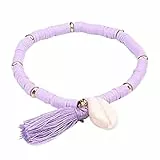 Holibanna Heishi Surfer Armband Regenbogen Ton Armbänder mit Quaste Vinyl Disc Perlen Polymer Freundschaft Sommer Strand Armband