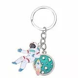 NUOBESTY Astronauten Schlüsselanhänger Mit Cartoon Planeten Motiv Emaille Anhänger Für Tasche Und Autoschlüssel Geschenkidee Für Familie Und Freunde 3.5X2 Zoll