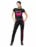 strongAnt Latzhose Damen Strong Cotton Stretch mit Kniepolstertaschen Latzhose für Handwerk und Bau – Schwarz-Pink, Gr. 50