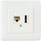 Rutenbeck Anschlussdose IAE/UAE 8(6) + TAE 6 Telefondose Kombination, für 6-polige & 8-polige Stecker, 2x6 Schraubkontakte, Unterputz Dose reinweiß