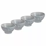 BUTLERS Schüssel 850ml 4er Set Salatschüssel BERGAMO Steinzeug Geschirr Bowl-Schüssel | Servierschüssel Obstschale Teller tief | Geriffelt & mediterran | Mikrowellen- & spülmaschinenfest
