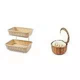HENDI 561201 Brotkorb-Display, Set aus 2 Brotkörben & APS Eierkorb, hellbeiges Eikörbchen, Eierbehälter, stabile Vollweide, für ca. 20 Eier, hält den Inhalt, Durchmesser Ø 25 cm, Höhe 17,5 cm