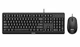 Philips SPT6307BL Kabelloses Tastatur- und Maus-Set – ergonomisches Design und Sensor mit 1600 DPI, leiser klick, für Links- und Rechtshänder, kompatibel mit PC, Mac, Schwarz, IT-Layout