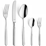 Amefa SATINA Besteckset 12 Personen, Besteck Set 60-teilig, Spülmaschinenfest, Besteck Rostfrei 18/10 Edelstahl, Spezial-Wellenschliff, Gehärteter Klingenstahl