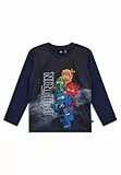 Kabooki LEGO® NINJAGO® Langarmshirt für Jungen - T-Shirt mit großem Ninja-Print | Weiche Baumwolle/Polyester für leuchtende Farben | Ideal für den Alltag