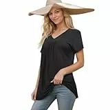 TANTOMI Oversize T Shirt Damen, V-Ausschnitt Kurzarm, Tops Sommer, Oberteil Freizeit und Alltag Bluse