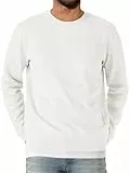 Runcati Herren Sweatshirt Langarm Rundhals Pullover Männer Einfarbig Langarmshirt Basic Freizeit Sport Oberteile Weiß XXL