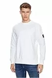 Calvin Klein Herren Sweatshirt Badge Crew Neck Rundhalsausschnitt, Weiß (Bright White), L