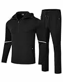 YSENTO Herren Trainingsanzug Jogginganzug Sportanzug 2-Teiliges Fitness Streetwear Freizeitanzug mit Kapuze(Schwarz,XL)