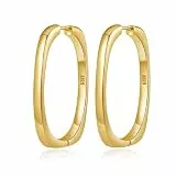 Senteria Gold Creolen für Damen 14 Karat Vergoldet Gedrehte Creolen S925 Silber Post Kleine Goldene Creolens mit Zirkonia Leichte