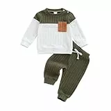 Beauace Neugeborene Baby Jungen Kleidung Set Langarmshirt mit Tasche + Hose Winter Outfit Kleinkinder Pullover Hosen Babykleidung (Armeegrün, 6-12 Monate)