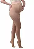 MAMSY Schwangerschaftsstrumpfhose, mittlerer Kompression, halb transparent, 70 den, hergestellt in Italien, natural, M