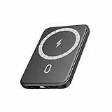 Riapow-Magnetische-Powerbank-10000mAh - Wireless Power Bank mit PD 20W Schnellladung USB C Eingang & Ausgang, Externe Handyakkus mit LED-Anzeige für iPhone 17/16/15/14/13/12/Pro/Pro Max (Schwarz)
