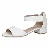 CAPRICE Damen Sandalen mit Absatz aus Leder mit Riemchen, Weiß (White Nappa), 39 EU
