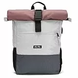 Ela Mo Rucksack Damen - Rolltop schön u. durchdacht - Laptop Rucksäcke für Frauen - Anti Diebstahl Tasche für Schule, Uni, Business (Peach)
