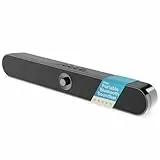 MAJORITY Atlas Tragbare Soundbar für PC | 20W 2.0 Stereo Computer Lautsprecher für Laptop | Soundbar Bluetooth 5.0 | Wiederaufladbare Batterie mit 8 Stunden Laufzeit | PC Boxen mit USB, SD-Karte, AUX