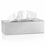 blomus -NEXIO- Kleenexbox aus mattiertem Edelstahl, Kosmetiktuchbox für alle Papiertücher, Papiertuchspender Ein-Hand-Bedienung, exklusives Badaccessoire (H / B / T: 7 x 24 x 12 cm, Edelstahl, 66653)