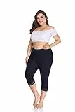 Teemie Damen Capri Leggings 3/4 Sport Sporthose High Waist Kurze Streetwear Yogahose Frauen Hohe Taille Gym Leggings Lässig Spitze Hose Plus Größe Fitness Joggen Trainingshose Blau